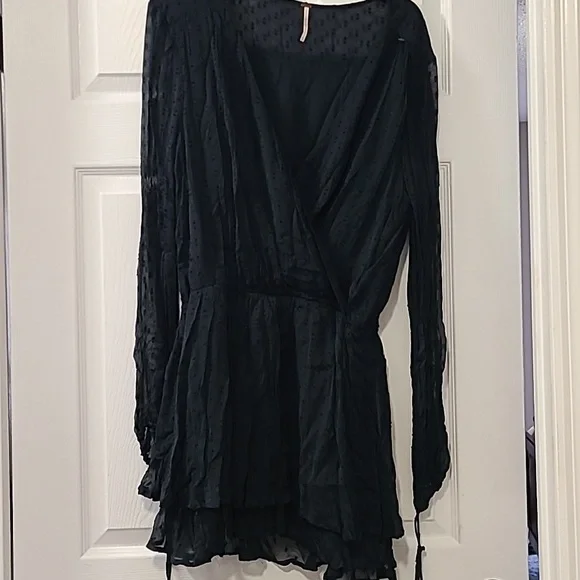 Free People Daliah Drop Waist Dress Deep Jade sz Med - Picture 3 of 10